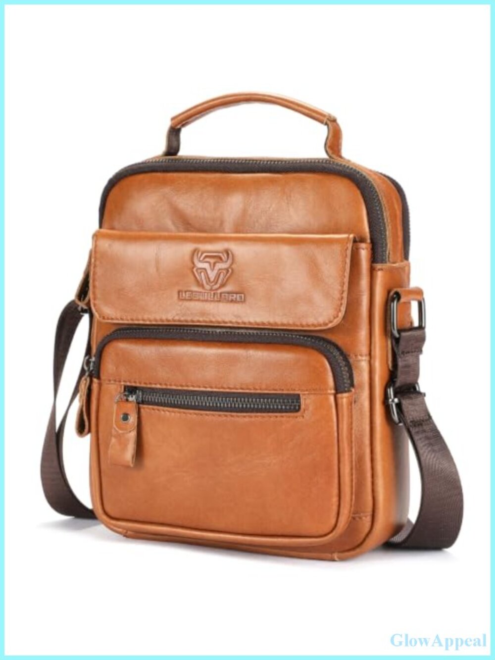 Faux Leather Sling Crossbody Bag Zipper Compartments Adjustable Strap Messenger